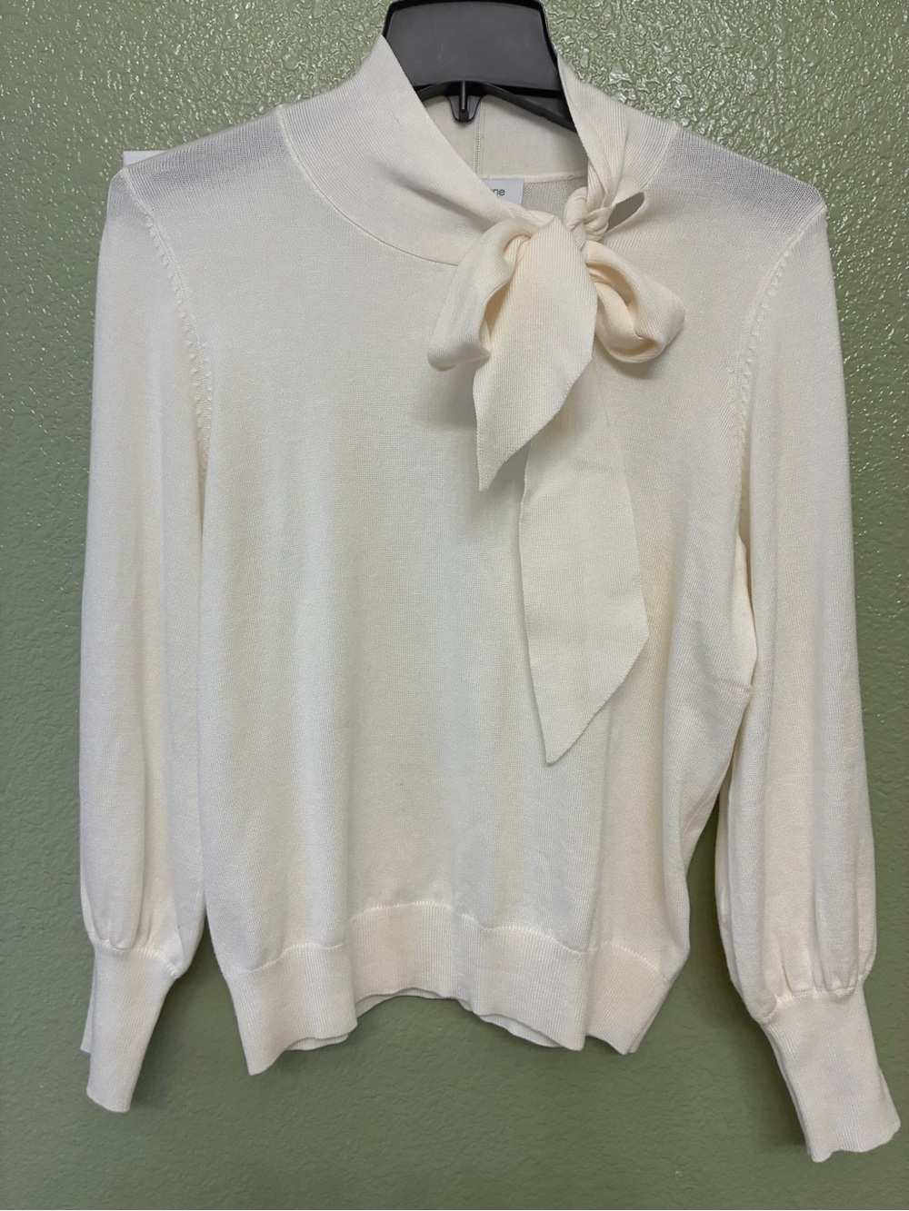 Liz Claiborne Cream Tie-Neck Sweater